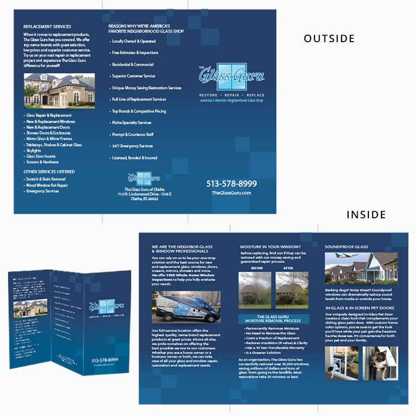 4/C TriFold Brochures 1000 or 2500 Qty The Glass Guru Franchise Store